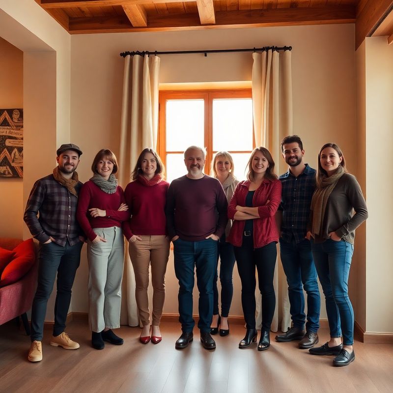 Group portrait of the seven Vaughn Group team members in their interior